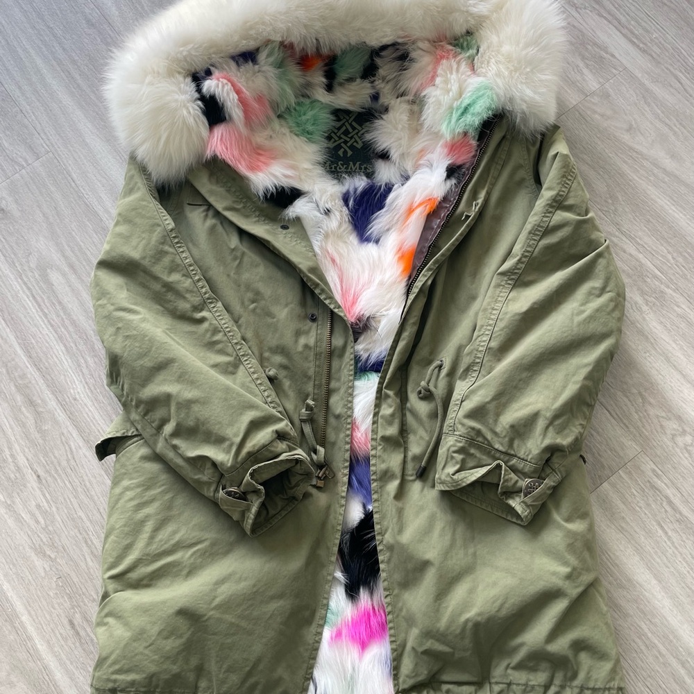 Women's Olive Green Parka with Faux Fur Lining
